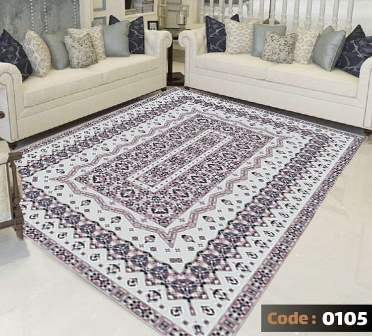 کاورفرش روفرشی دورکشدار گوشه لیفه ای طوسی کرم کد 0105