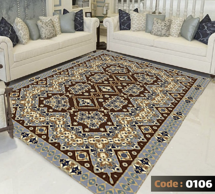 کاورفرش روفرشی دورکشدار گوشه لیفه ای طوسی کرم کد 0106