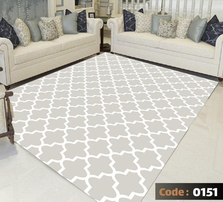 کاورفرش روفرشی دورکشدار گوشه لیفه ای طوسی کرم کد 0151