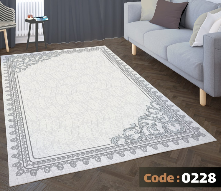 کاورفرش روفرشی دورکشدار گوشه لیفه ای طوسی کرم کد 0228