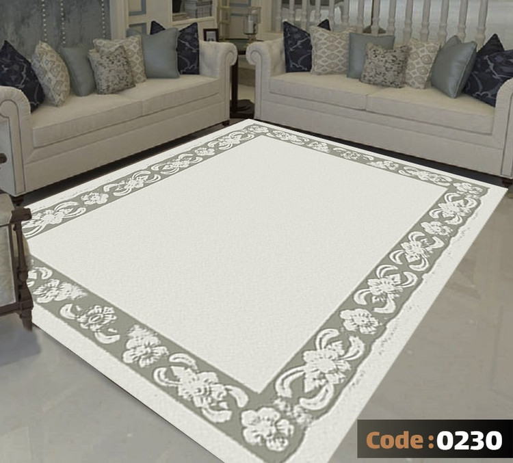 کاورفرش روفرشی دورکشدار گوشه لیفه ای طوسی کرم کد 0230