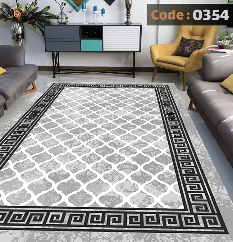 کاورفرش روفرشی دورکشدار گوشه لیفه ای طوسی کرم کد 0354