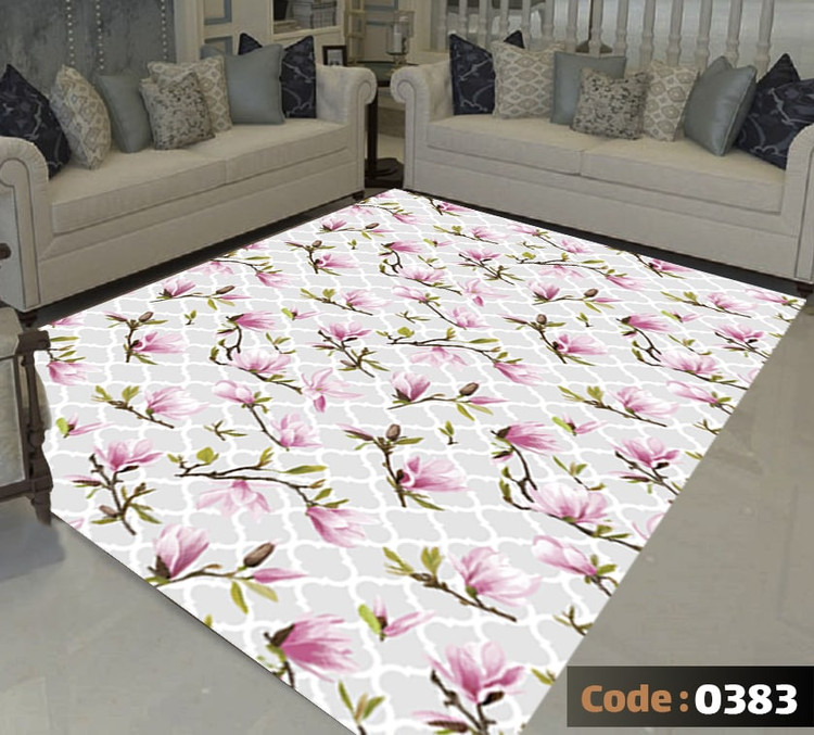 کاورفرش روفرشی دورکشدار گوشه لیفه ای طوسی کرم کد 0383