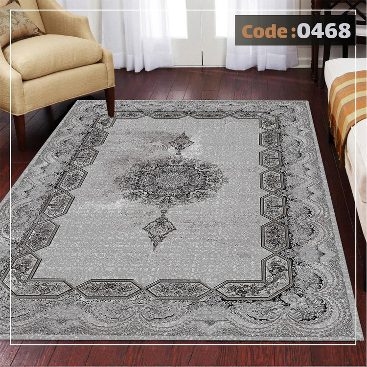کاورفرش روفرشی دورکشدار گوشه لیفه ای طوسی کرم کد 0468