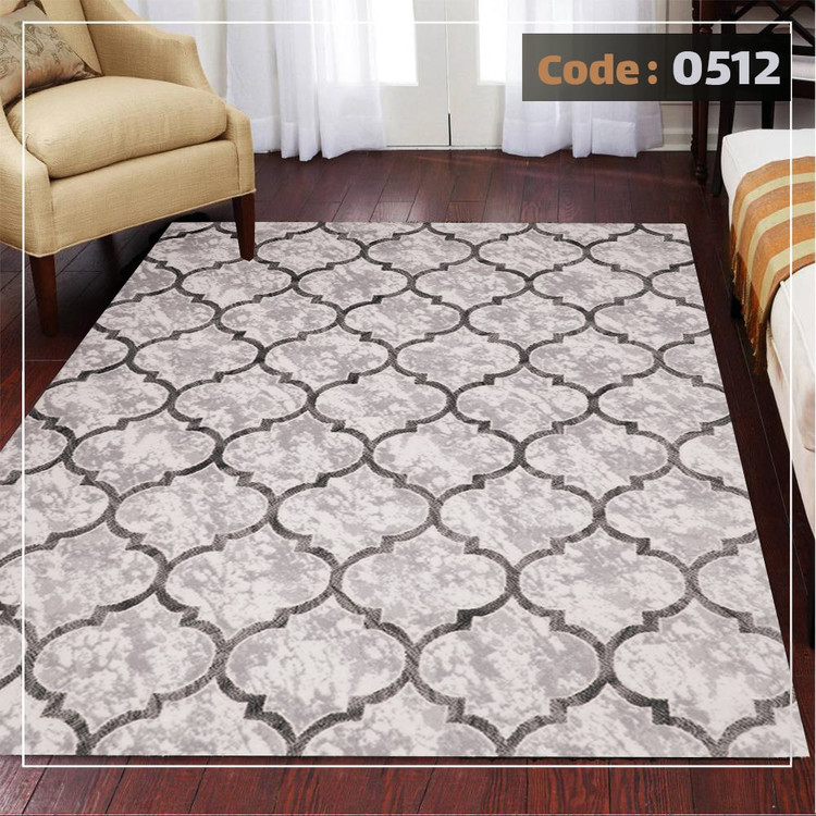کاورفرش روفرشی دورکشدار گوشه لیفه ای طوسی کرم کد 0512