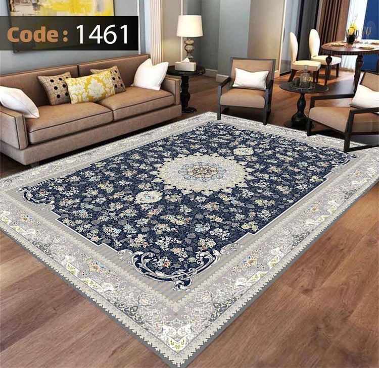 کاورفرش روفرشی دورکشدار گوشه لیفه ای طوسی کرم کد 1461