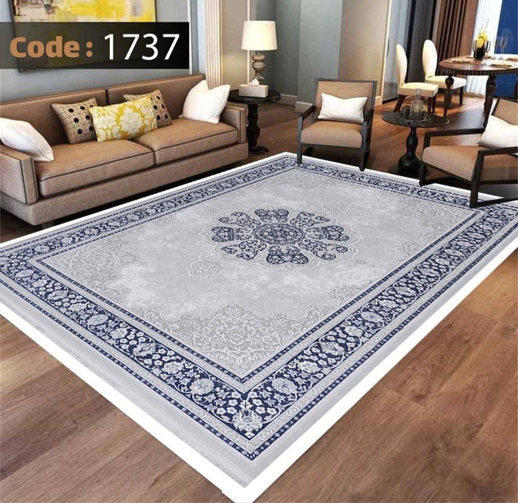 کاورفرش روفرشی دورکشدار گوشه لیفه ای طوسی کرم کد 1737