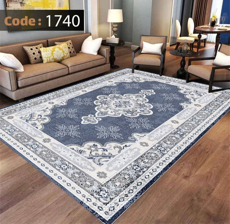 کاورفرش روفرشی دورکشدار گوشه لیفه ای طوسی کرم کد 1740