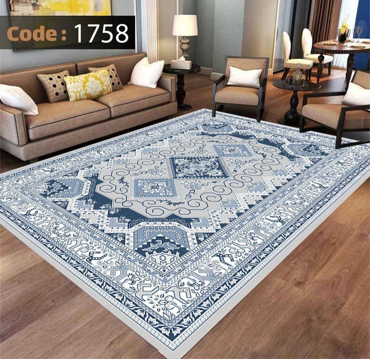 کاورفرش روفرشی دورکشدار گوشه لیفه ای طوسی کرم کد 1758
