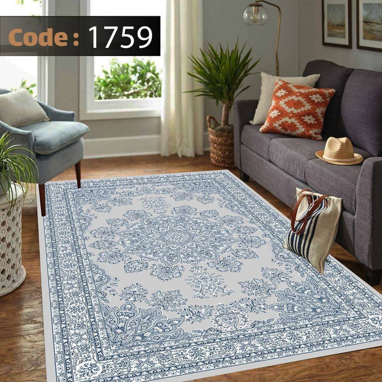 کاورفرش روفرشی دورکشدار گوشه لیفه ای طوسی کرم کد 1759