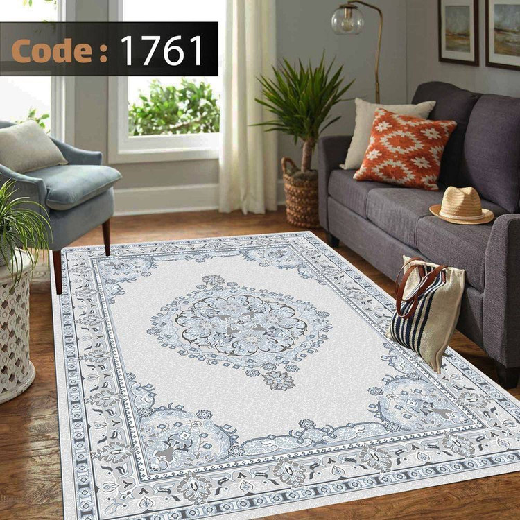کاورفرش روفرشی دورکشدار گوشه لیفه ای طوسی کرم کد 1761