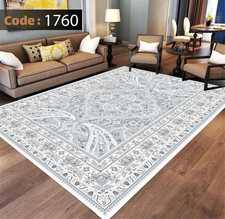 کاورفرش روفرشی دورکشدار گوشه لیفه ای طوسی کرم کد 1760