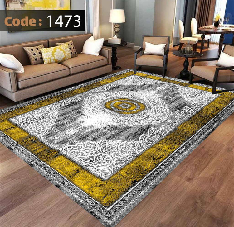 کاورفرش روفرشی دورکشدار گوشه لیفه ای طوسی کرم کد 1473