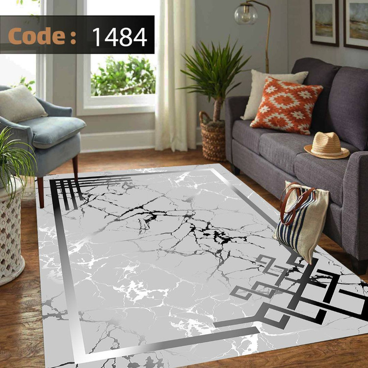 کاورفرش روفرشی دورکشدار گوشه لیفه ای طوسی کرم کد 1484