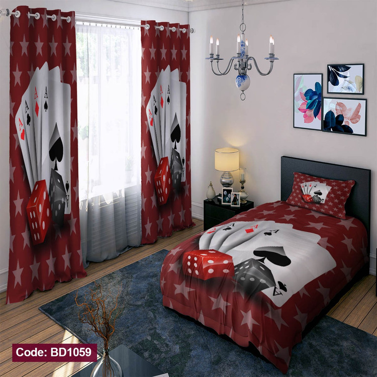 پرده پانچی مخمل چاپی پسرانه کد 1059