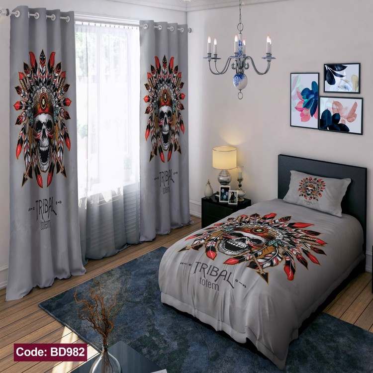 پرده پانچی مخمل چاپی پسرانه کد 982
