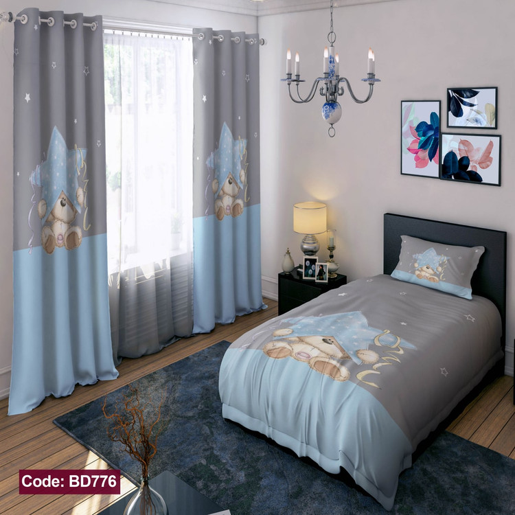 پرده پانچی مخمل چاپی پسرانه کد 776