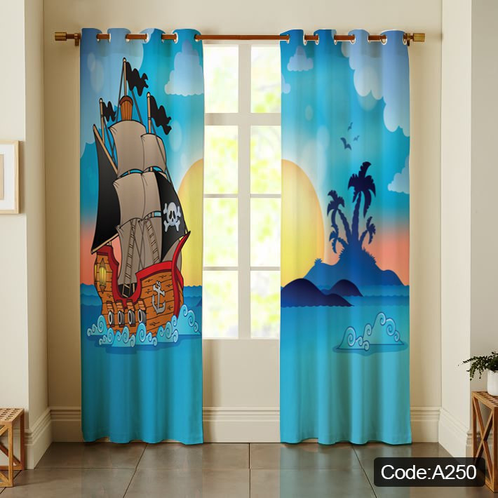 پرده پانچی مخمل چاپی پسرانه کد a 250