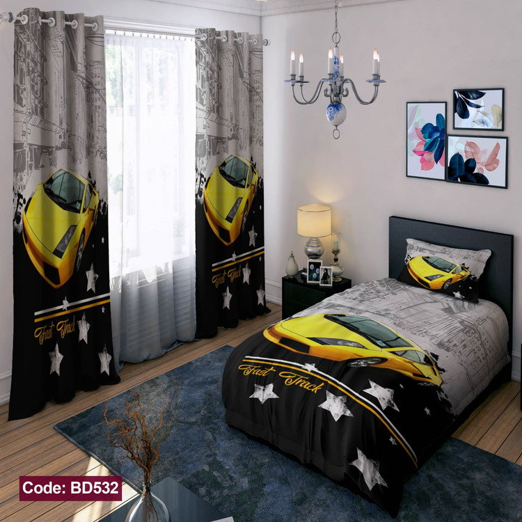 پرده پانچی مخمل چاپی پسرانه کد BD 532