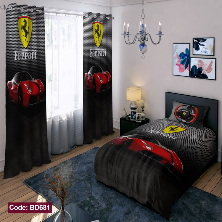 پرده پانچی مخمل چاپی پسرانه کد BD 681