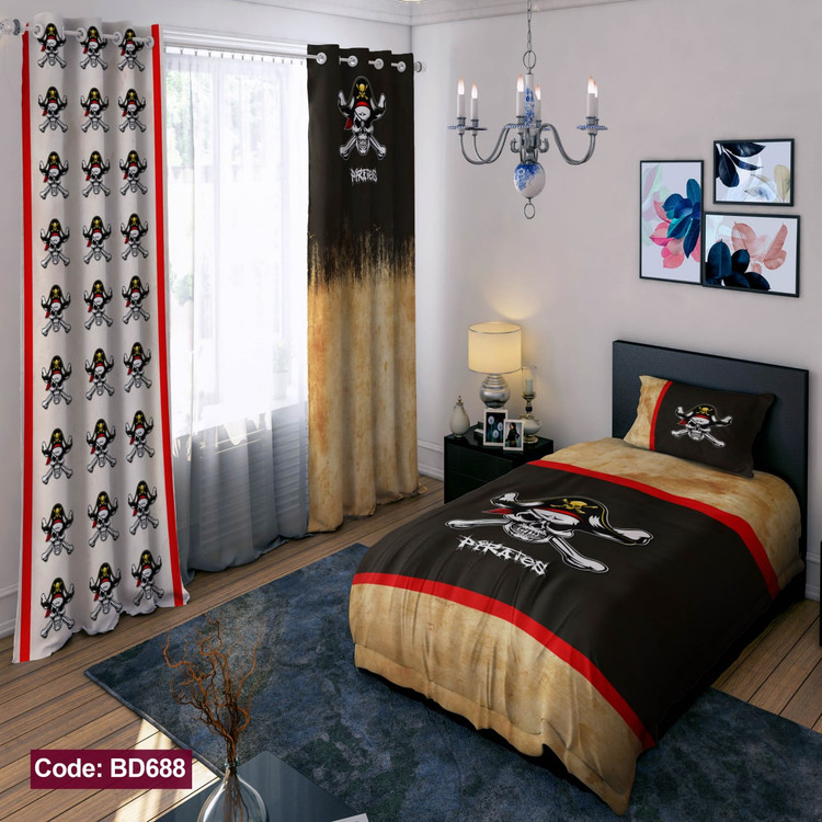 پرده پانچی مخمل چاپی پسرانه کد BD 688