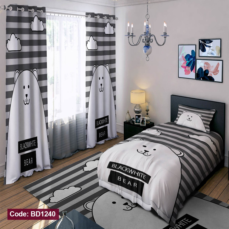 پرده پانچی مخمل چاپی دخترانه کد 1240