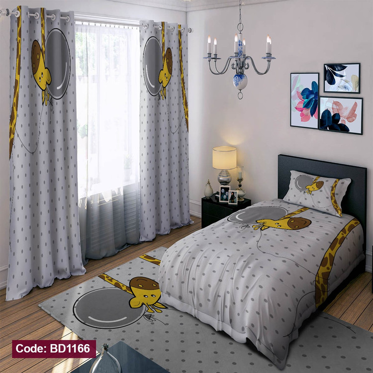 پرده پانچی مخمل چاپی دخترانه کد 1166