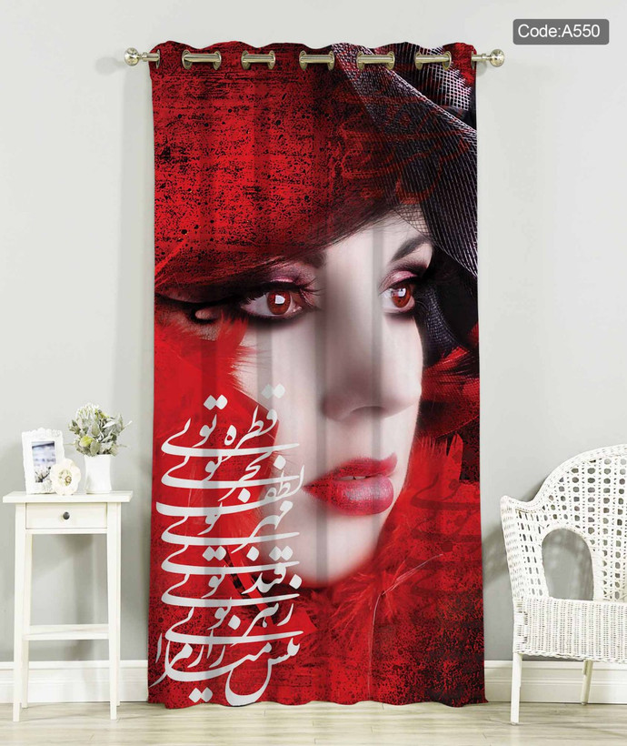 پرده پانچی مخمل چاپی دخترانه کد 550