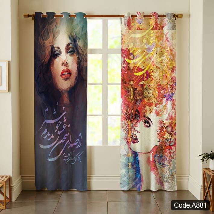 پرده پانچی مخمل چاپی دخترانه کد 881