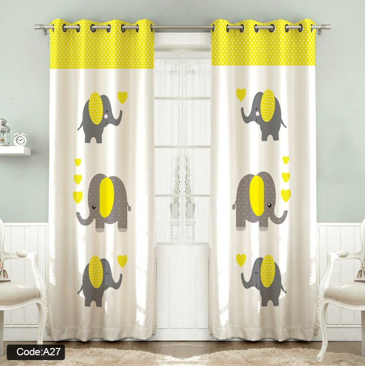 پرده پانچی مخمل چاپی دخترانه کد 27