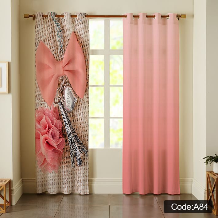 پرده پانچی مخمل چاپی دخترانه کد 84