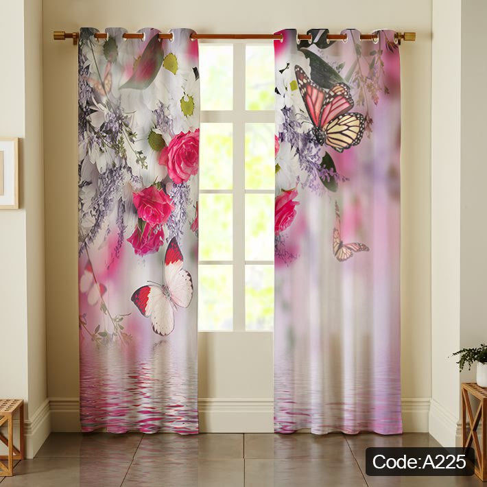 پرده پانچی مخمل چاپی دخترانه کد 225