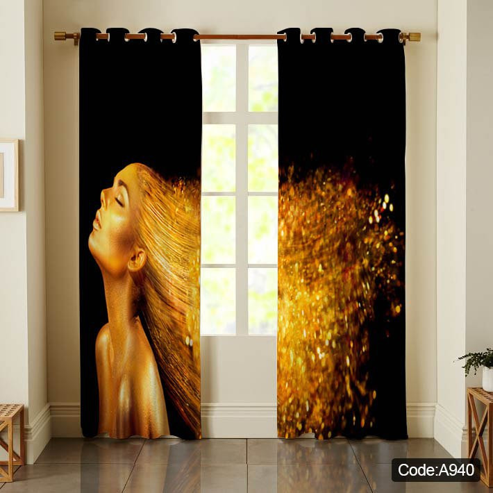 پرده پانچی مخمل چاپی دخترانه کد 940