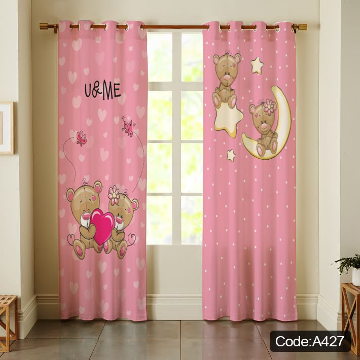 پرده پانچی مخمل چاپی دخترانه کد 927