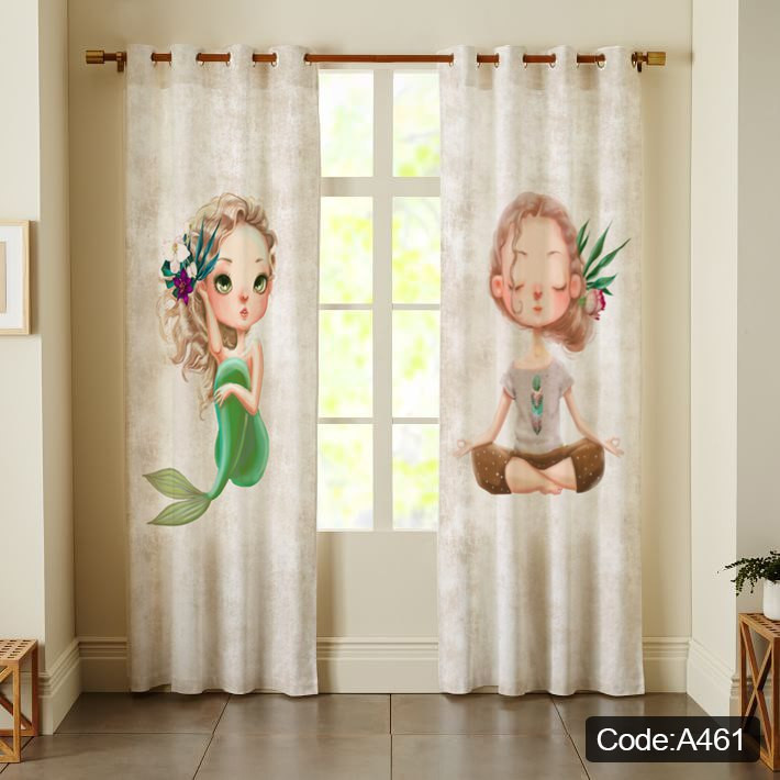 پرده پانچی مخمل چاپی دخترانه کد 461