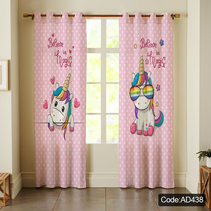 پرده پانچی مخمل چاپی دخترانه کد 430