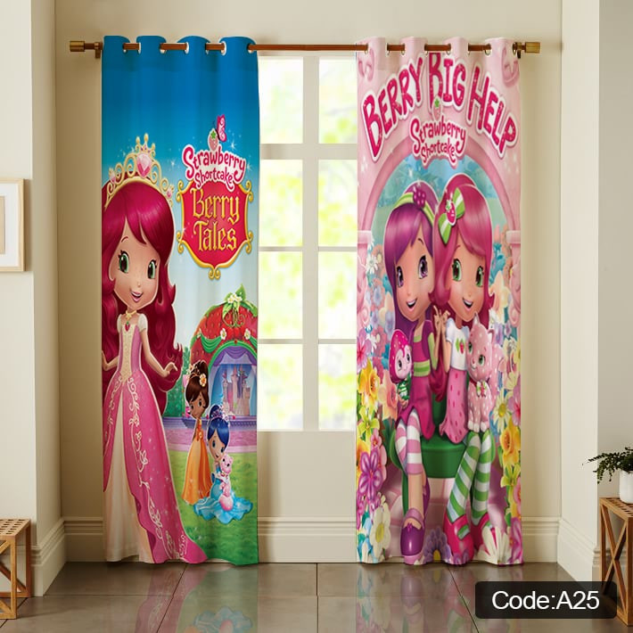 پرده پانچی مخمل چاپی دخترانه کد 25