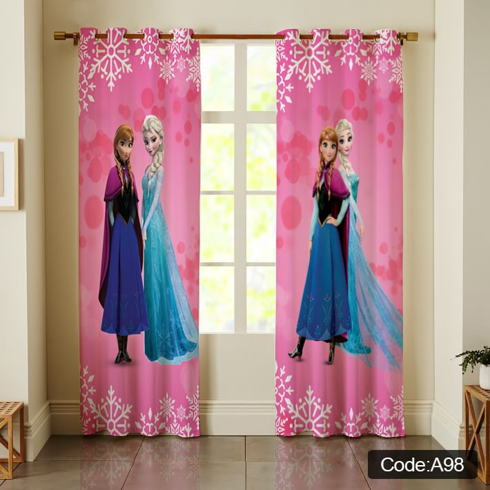 پرده پانچی مخمل چاپی دخترانه کد 98