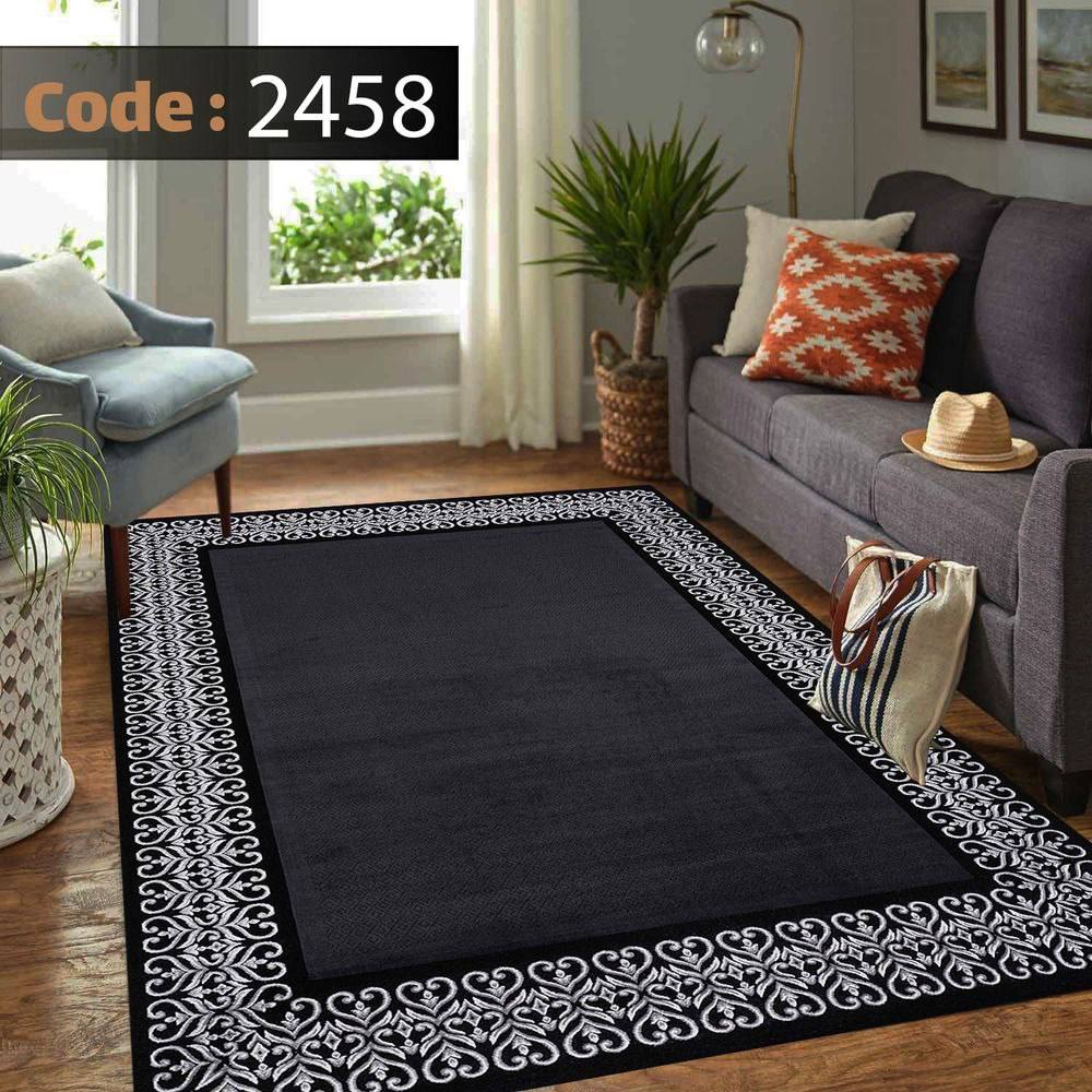 کاورفرش روفرشی دورکشدار گوشه لیفه ای طوسی کرم کد 2458