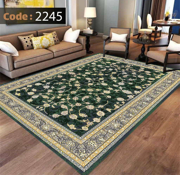 کاورفرش روفرشی دورکشدار گوشه لیفه ای لاکی ، آبی و متنوع کد 2245