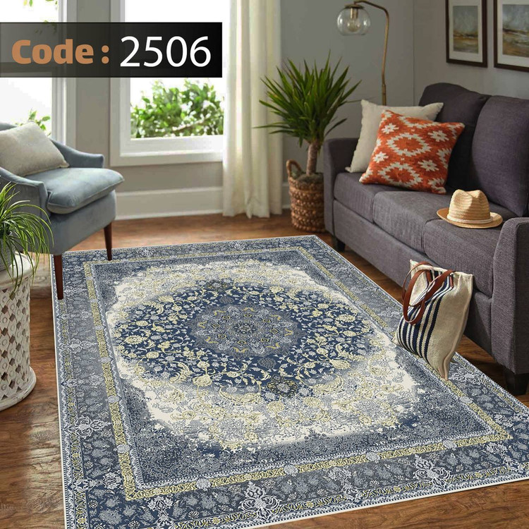 کاورفرش روفرشی دورکشدار گوشه لیفه ای طوسی کرم کد 2506