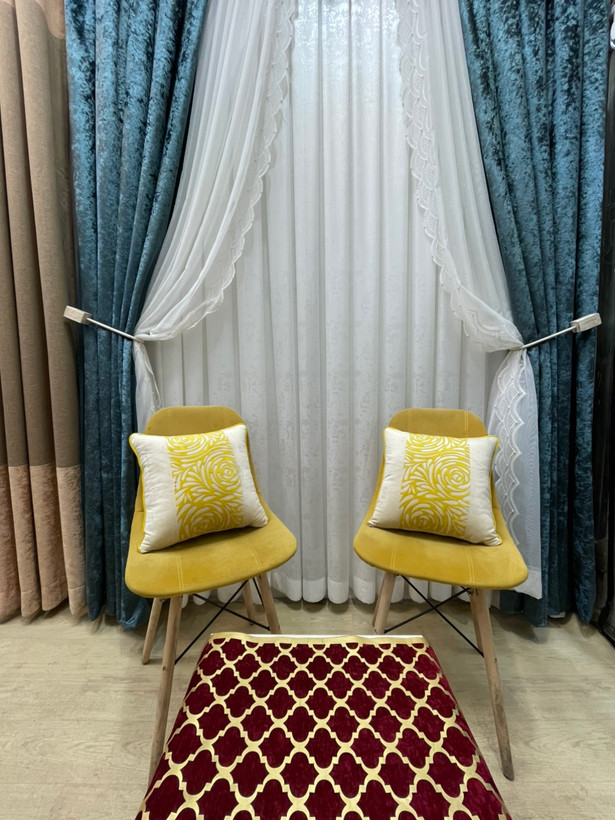 پرده دکور والان پرده مخمل پتینه براق طرح الیزه عرض 1.70