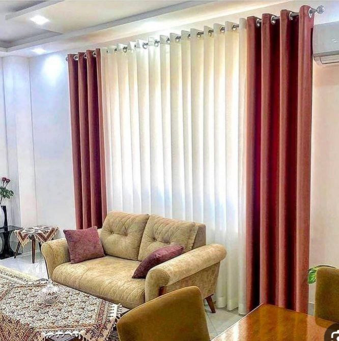 فروش درگاهی پرده حریر ترک به همراه دو عدد دکور مخمل کالیفرنیا خارجی چین 2.5 برابر