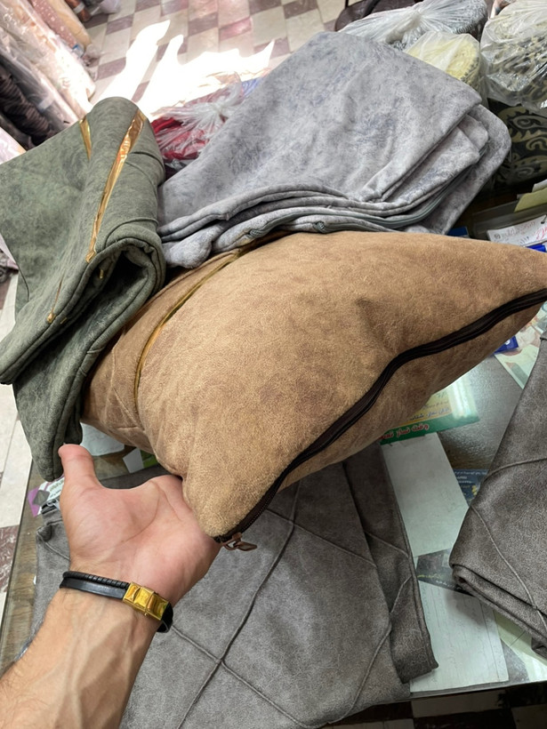 روبالشتی دورو 2عددی چهارگوش کالیفورنیا مخمل پورشه دو نوار دار و تک نوار یک جفت