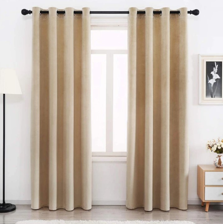 پرده مخمل آماده کالیفرنیا رنگ کاپوچینویی دوخت پانچ 1.50 در 2.80