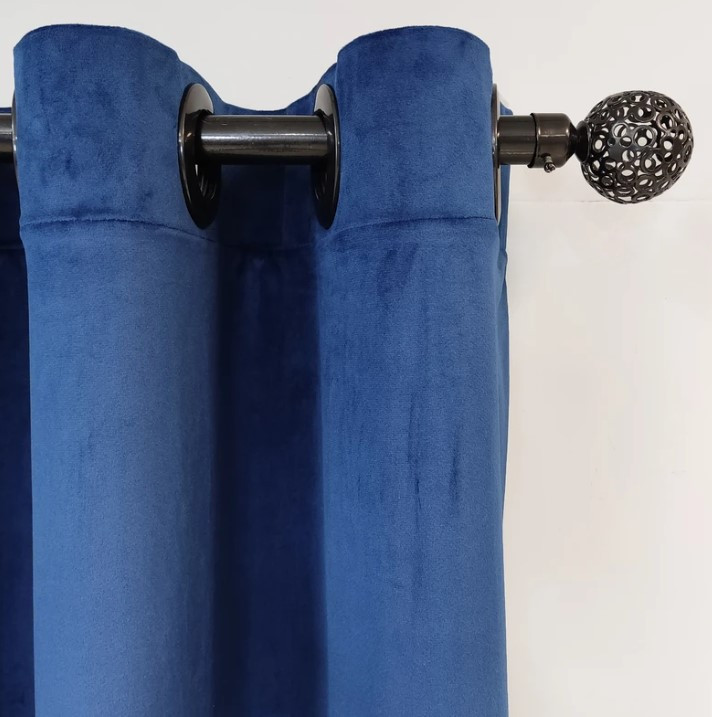 پرده مخمل آماده کالیفرنیا رنگ سرمه ای دوخت پانچ 1.50 در 2.80
