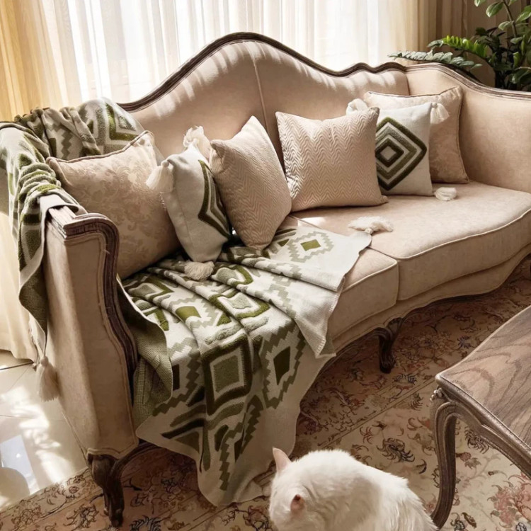 شال مبل سه نفره نخ اکریلیک ترک طرح پانچ