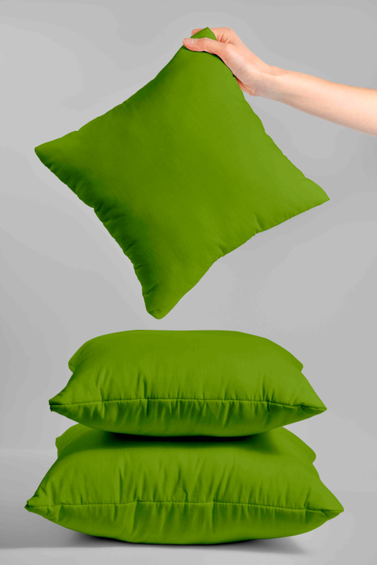 کوسن ساده مخمل کالیفرنیا رنگ زیتونی زیب مخفی